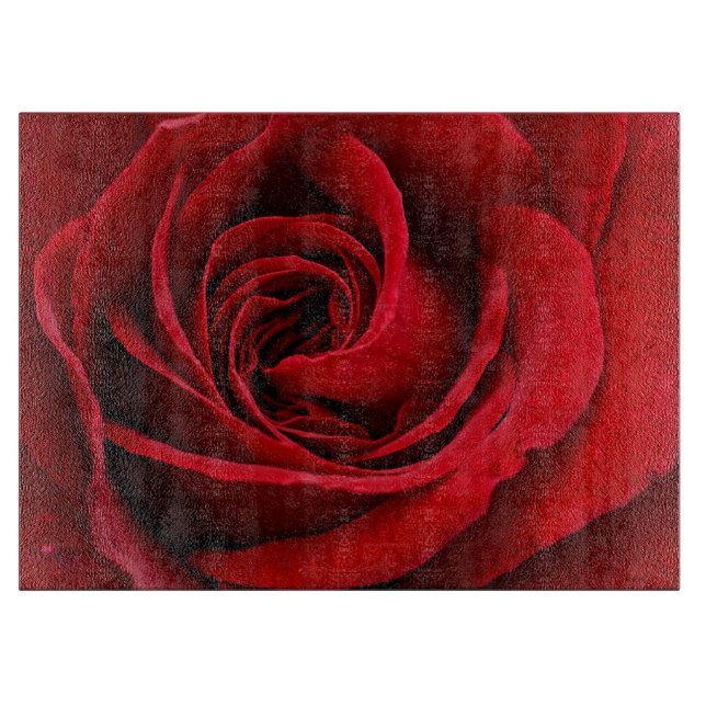 Helle rote Rose Nahaufnahme Schneidebrett (Vorderseite)