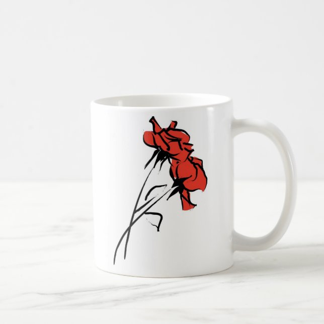 Helle Rote Rose Pinselstrich Tasse (Rechts)