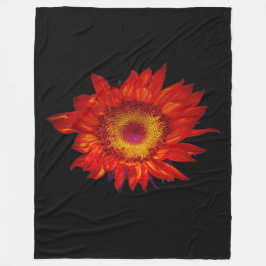Helle rote Sonnenblume-Schwarz-Fleece-Decke Fleecedecke