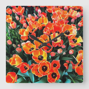 Helle Rote Tulips von Istanbul Quadratische Wanduhr