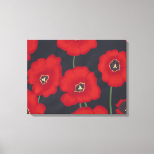 Helle rote Tulpen auf schwarzer Leinwand