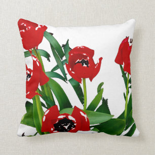 Helle rote Tulpen Kissen