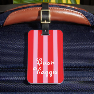 Helle rote und rosa Streifen Buon Viaggio Gepäckanhänger
