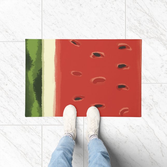 Helle Rote Wasserfarbe Wassermelon Door Mat Fußmatte (Indoor)