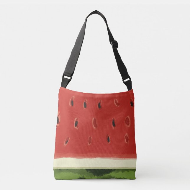Helle Rote Wasserfarbe Wassermelone Crossbody Tasc Tragetaschen Mit Langen Trägern (Vorderseite)