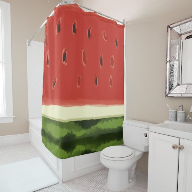 Helle Rote Wasserfarbe Wassermelone Duschvorhang (Beispiel)