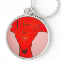 Helle rote Zeichentrickfigur Kunst Schlüsselanhäng