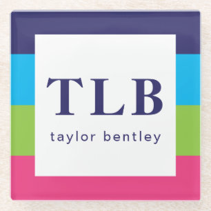 Helle Rugby Streifen Mit Monogramm Untersetzer aus