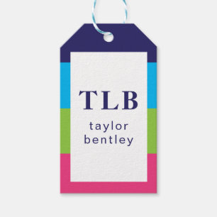 Helle Rugby Stripes Mit Monogramm Geschenktasten Geschenkanhänger