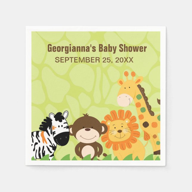 Helle Safari Tiere Custom Napkin Serviette (Vorderseite)