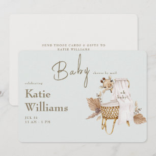 Helle Salbei-Baby-Shower-Bassinet-Giraffe-Virtual Einladung