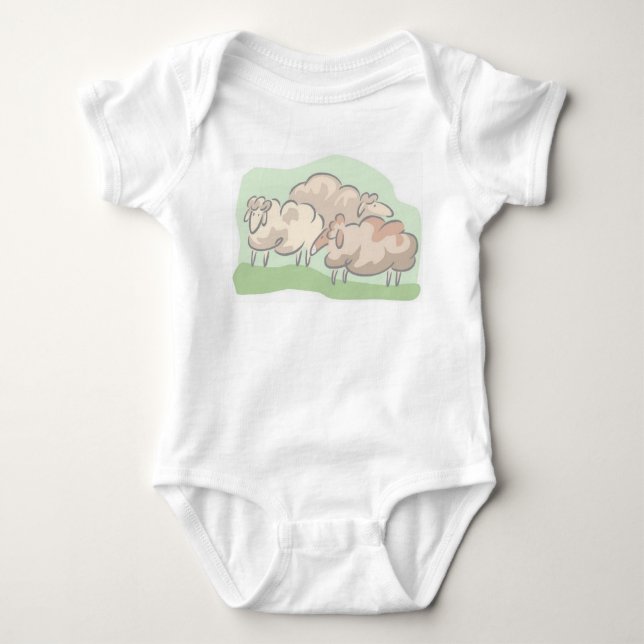 Helle Schafe Baby Strampler (Vorderseite)