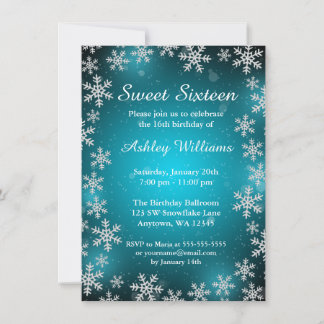 Helle Schneeflocke-aquamariner Einladung