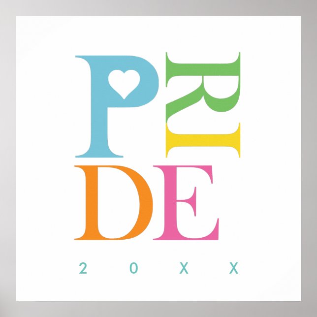 HELLE, SCHÖNE, FARBHAFTE FUN PRIDE TYPOGRAPHIE POSTER (Vorne)