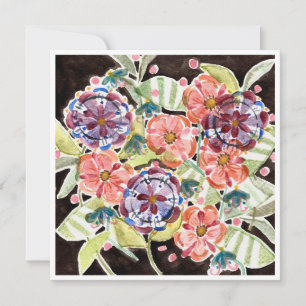 Helle schwarze Floral Wasserfarbenflasche Ungefalt