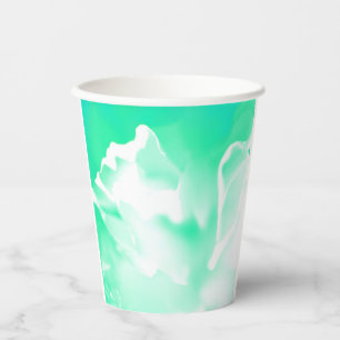 Helle Seafoam Green Blume Print Paper Cup Pappbecher