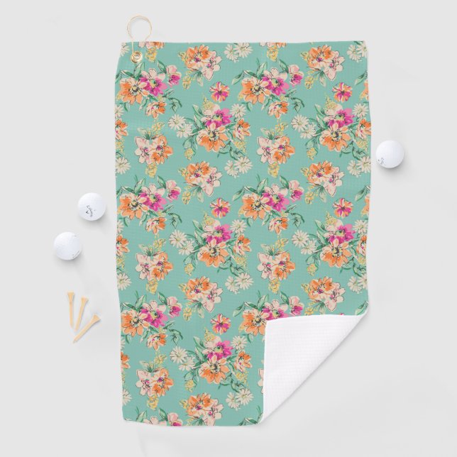 Helle Skizze-Blumenmuster Golfhandtuch (Insitu)