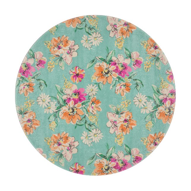 Helle Skizze-Blumenmuster Schneidebrett (Vorderseite)