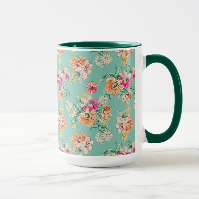 Helle Skizze-Blumenmuster Tasse (Rechts)