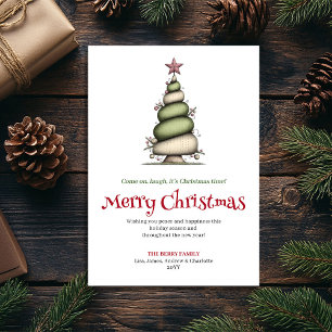 Helle skurrile Weihnachtsbaum-Wasserfarben-Grußkar Feiertagskarte