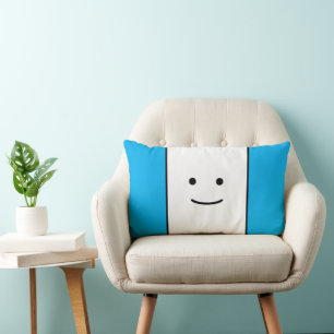 Helle Sky Blue White Stripes Little Smile Face Lendenkissen