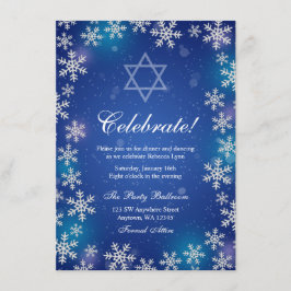 Helle Snowflake Blue Winter Bat Mitzvah Empfang Einladung