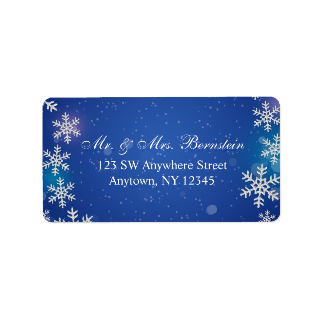 Helle Snowflakes Blue Winter Adresse Adressaufkleber (Vorne)