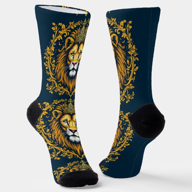 Helle Socken Löwenkopf mit Krone 0044033 (Gewinkelt)