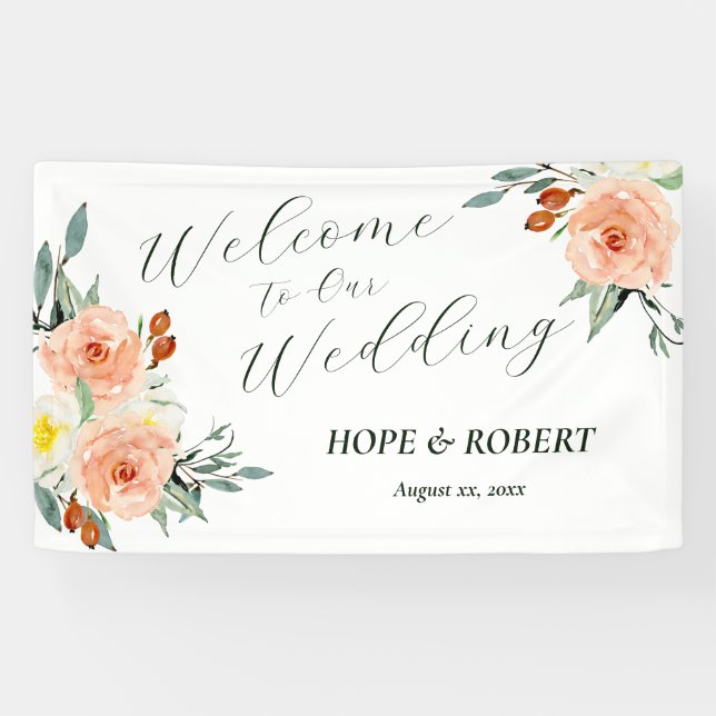 Helle Sommer-Blume Hochzeitsempfang Banner (Horizontal)