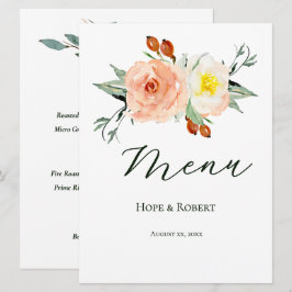 Helle Sommer-Blume Hochzeitsempfang Menükarte