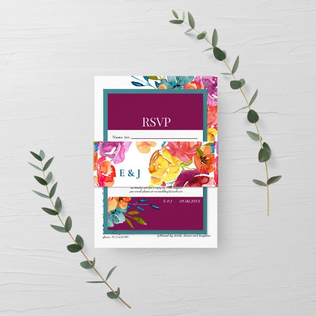 Helle Sommer farbenfrohe pastellfarbene Hochzeit Einladungsbanderole (Von Creator hochgeladen)