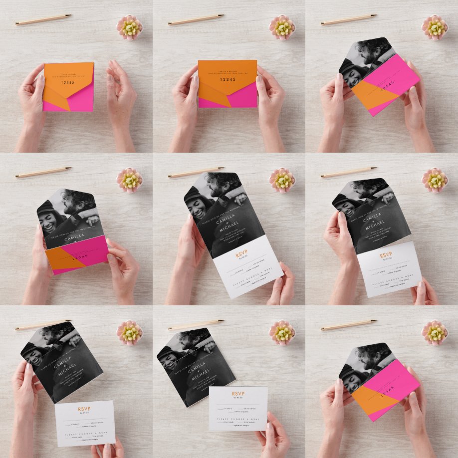 Helle Sommer Moderne Hochzeitseinladung All In One Einladung