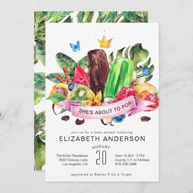 Helle Sommer Popsicle Baby Dusche Einladung (Vorne/Hinten)