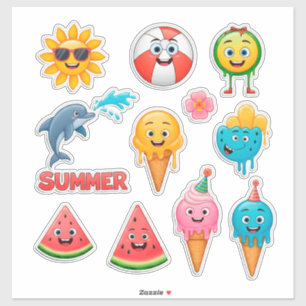 Helle Sommer-Sticker-Set Aufkleber
