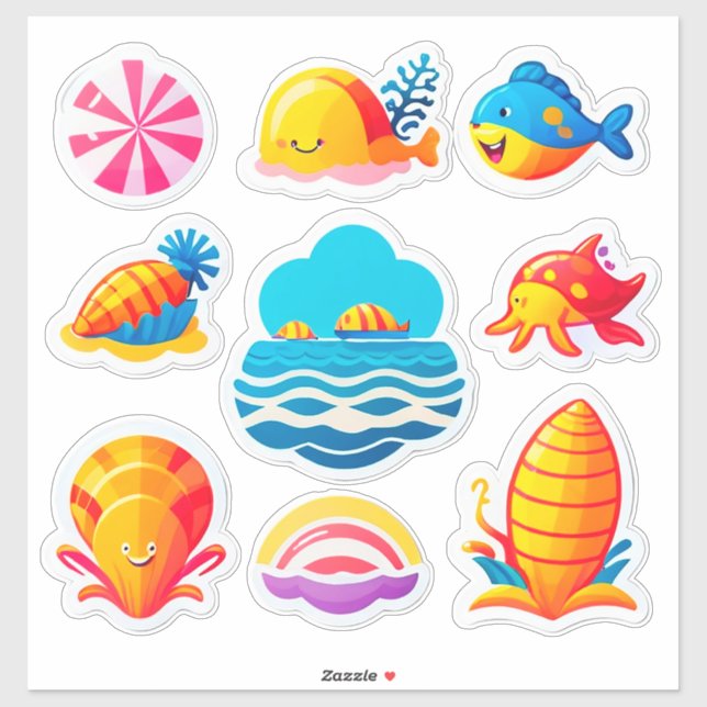 Helle Sommer-Sticker-Set Aufkleber (Blatt)