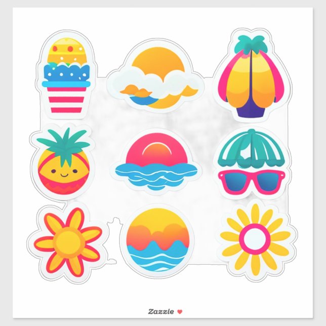 Helle Sommer-Sticker-Set Aufkleber (Blatt)