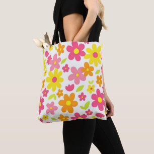 Helle Sommerblumen Retro-Rosa und Gelb Muster