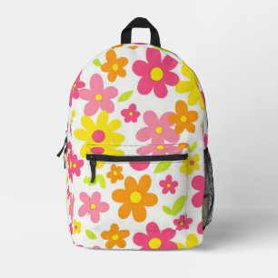 Helle Sommerblumen Retro-Rosa und Gelb Muster Bedruckter Rucksack
