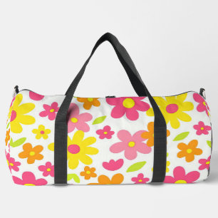 Helle Sommerblumen Retro-Rosa und Gelb Muster Duffle Bag