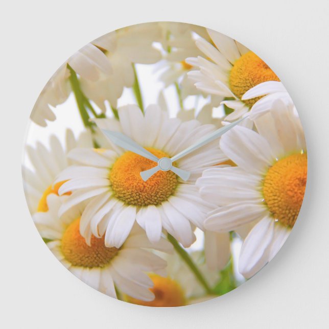 Helle Sommergänseblümchen Blumen Große Wanduhr (Vorderseite)