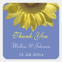 helle Sommersonnenblume danke Gastgeschenk Hochzei Quadratischer Aufkleber