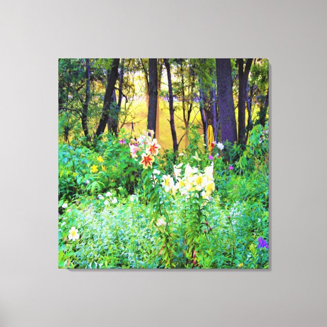 Helle Sonnenaufgänge mit Tree Lilis in meinem Rubi Leinwanddruck (Vorderseite)