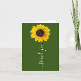 Helle Sonnenblume auf Grün | Handschrift Dankeskarte