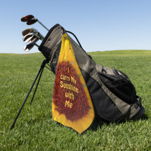 Helle Sonnenblume Ich trage meinen Sonnenschein mi Golfhandtuch