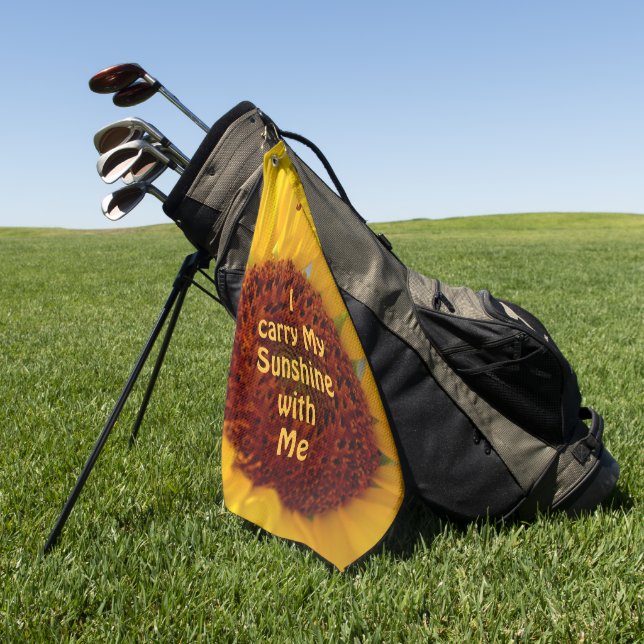 Helle Sonnenblume Ich trage meinen Sonnenschein mi Golfhandtuch (Gras)