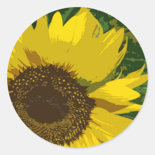 Helle Sonnenblume Makro Fett Gelbe Blütenblätter F Runder Aufkleber