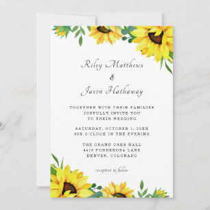 Helle Sonnenblume Moderne Elegante Hochzeit Einlad Einladung