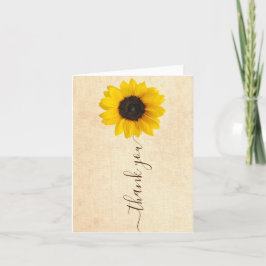 Helle Sonnenblume | Rustikale Handschrift Dankeskarte
