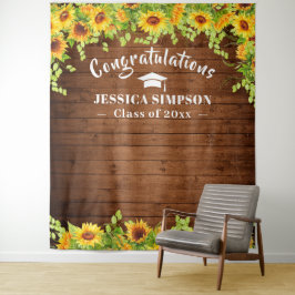 Helle Sonnenblume Rustikales Holz Foto Stand Hinte Wandteppich