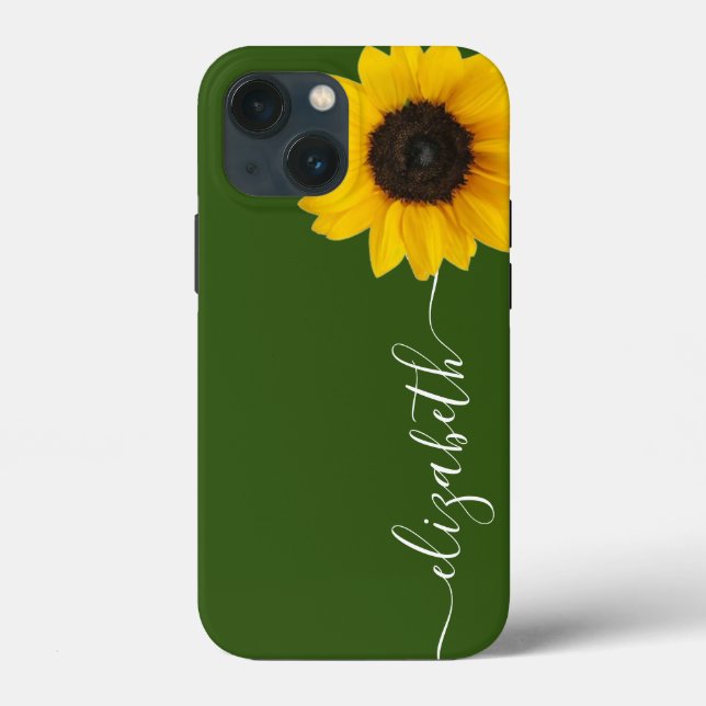 Helle Sonnenblume Script Steg Name Green Phone Cas Case-Mate iPhone Hülle (Rückseite)